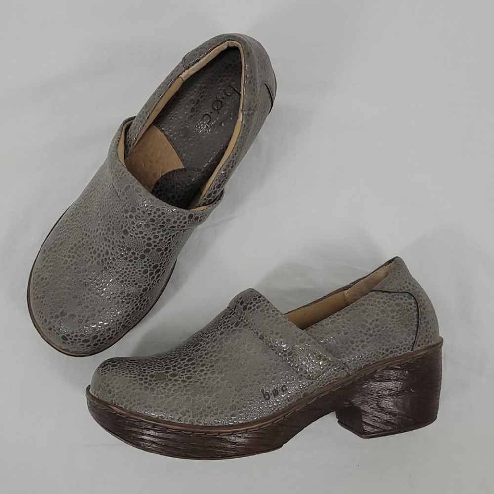 BOC Peggy Slip On Clog Gray Leather Women's 7.5M